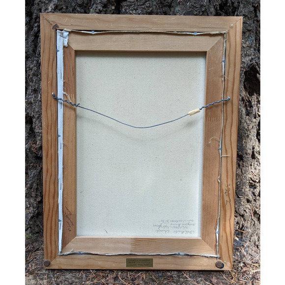 Vintage Mid-Century Floral Oil Painting, Pansies Iris Snowballs, Mint Green - Picture 5 of 10